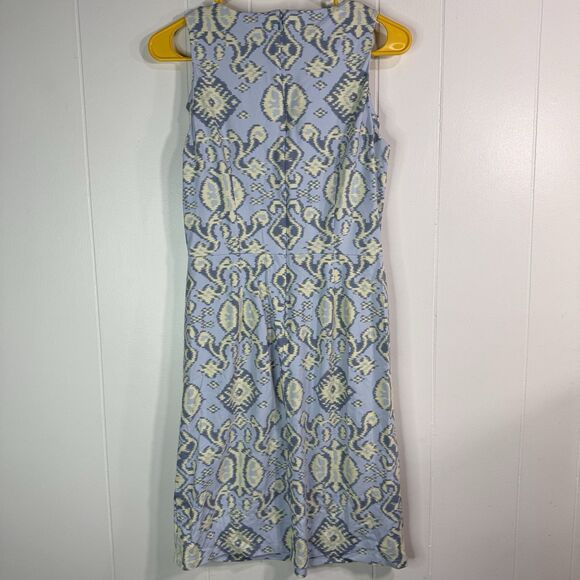 J McLaughlin Women’s S Sleeveless Dress Ikat Print Blue Yellow Short Dress - Picture 5 of 9